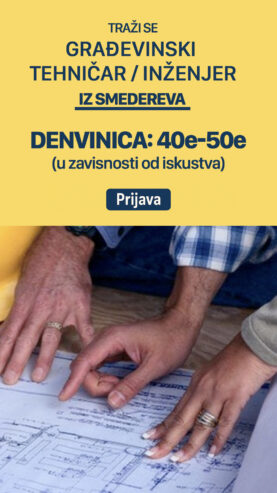 Dnevnica 50e – Trazimo građevinskog tehničara/inžinjera iz Smedereva ili okoline