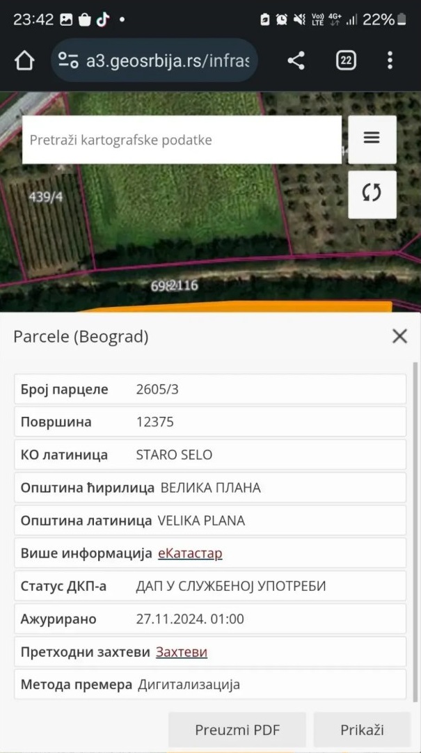 Prodajem zemljiste Staro Selo-Velika Plana