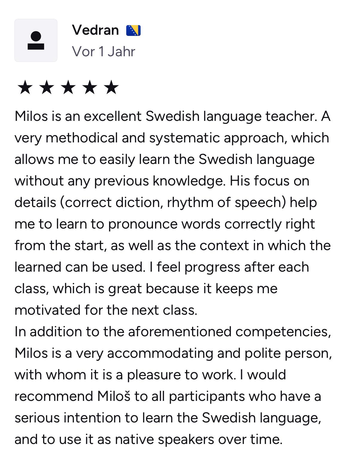 Časovi Švedskog jezika